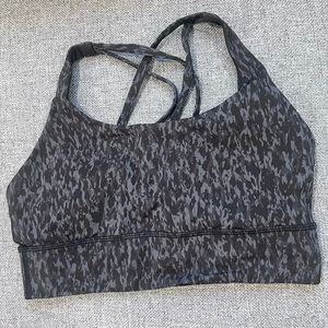 lululemon long line energy bra- black camo, size 8 EUC